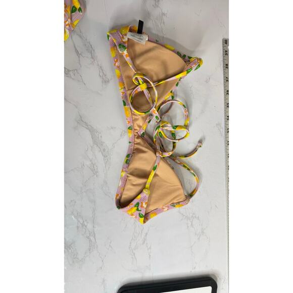 J. Crew Lemon Print French Cross-back Hight Rise Bikini Set, Top S, Bottom M - Picture 5 of 8
